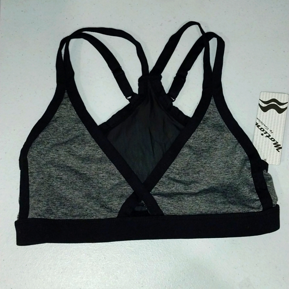 Motion by coalition gray and black sports bra top NWT